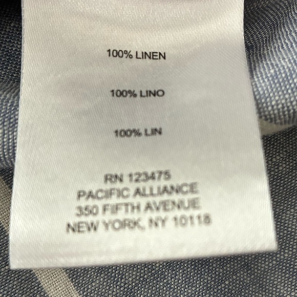 Ellen Tracy Linen Sleeveless Top Womens Blue White Stripe Button Up Neckline S - Picture 12 of 15